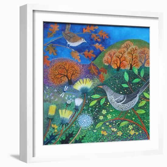 Garden Birds,2021,(acrylics on linen)-Lisa Graa Jensen-Framed Giclee Print