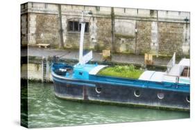 Garden Boat In The Seine River-Cora Niele-Stretched Canvas