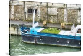 Garden Boat In The Seine River-Cora Niele-Stretched Canvas