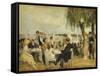 Garden Cafe on the Elbe-Max Liebermann-Framed Stretched Canvas