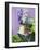 Garden Chair with Delphiniums and Plate of Strawberries-Linda Burgess-Framed Photographic Print