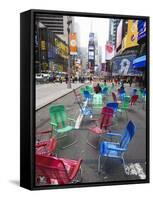 Garden Chairs in the Road for the Public to Sit and Relax in the Pedestrian Zone, Times Square-Amanda Hall-Framed Stretched Canvas