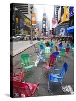 Garden Chairs in the Road for the Public to Sit and Relax in the Pedestrian Zone, Times Square-Amanda Hall-Stretched Canvas