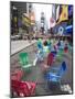 Garden Chairs in the Road for the Public to Sit and Relax in the Pedestrian Zone, Times Square-Amanda Hall-Mounted Photographic Print