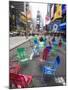 Garden Chairs in the Road for the Public to Sit and Relax in the Pedestrian Zone, Times Square-Amanda Hall-Mounted Photographic Print