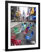 Garden Chairs in the Road for the Public to Sit and Relax in the Pedestrian Zone, Times Square-Amanda Hall-Framed Photographic Print