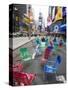 Garden Chairs in the Road for the Public to Sit and Relax in the Pedestrian Zone, Times Square-Amanda Hall-Stretched Canvas