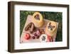 Garden, DIY, self-made bird feeder, pumpkins, apples, box, detail,-mauritius images-Framed Photographic Print