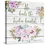 Garden Florals Bible Verse-B-Jean Plout-Stretched Canvas