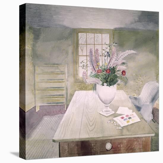 Garden Flowers on a Cottage Table-Eric Ravilious-Stretched Canvas