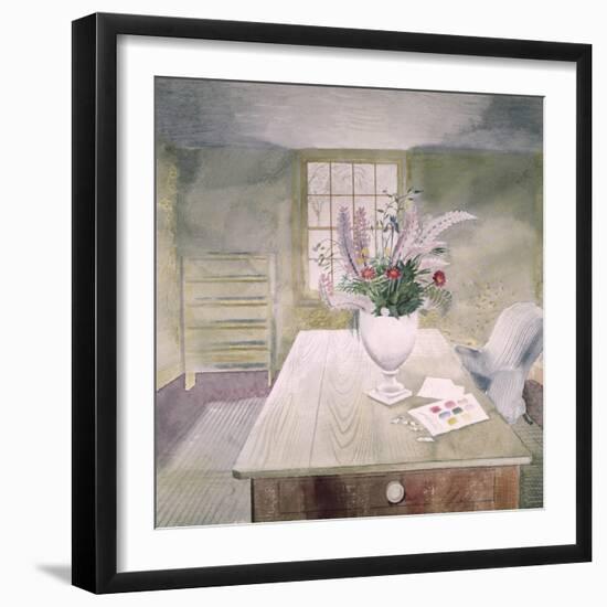 Garden Flowers on a Cottage Table-Eric Ravilious-Framed Giclee Print