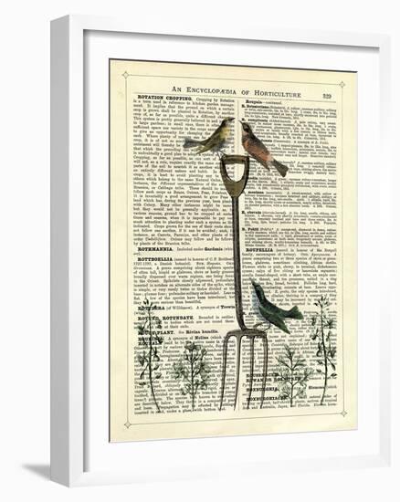 Garden Fork & Birds-Marion Mcconaghie-Framed Giclee Print