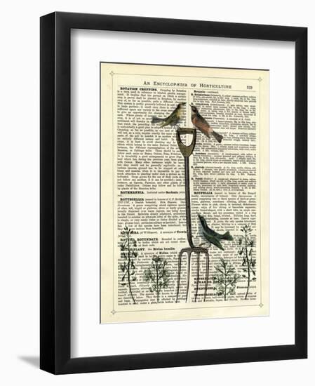 Garden Fork & Birds-Marion Mcconaghie-Framed Art Print