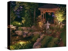 Garden Gazebo at Night-null-Stretched Canvas