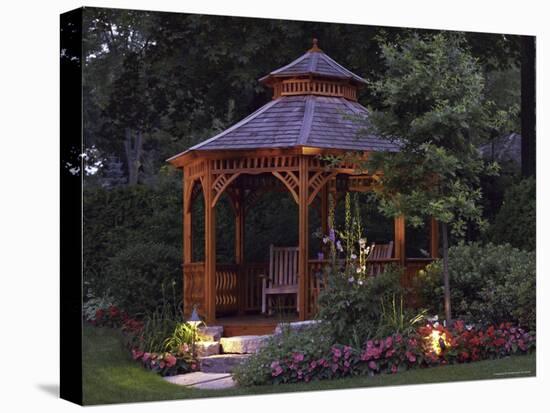 Garden Gazebo at Night-null-Stretched Canvas