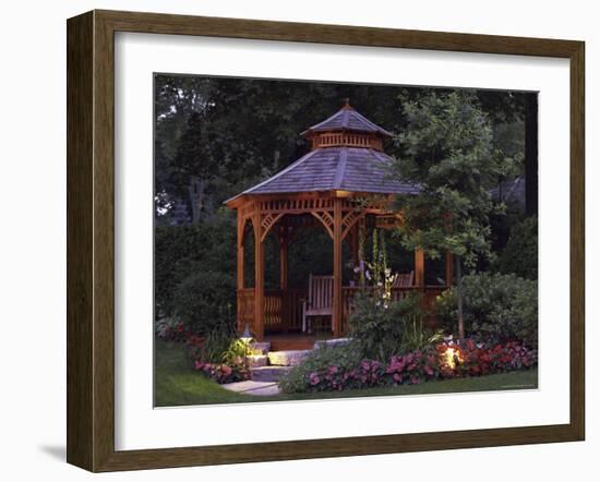 Garden Gazebo at Night-null-Framed Photographic Print