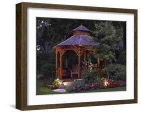 Garden Gazebo at Night-null-Framed Photographic Print