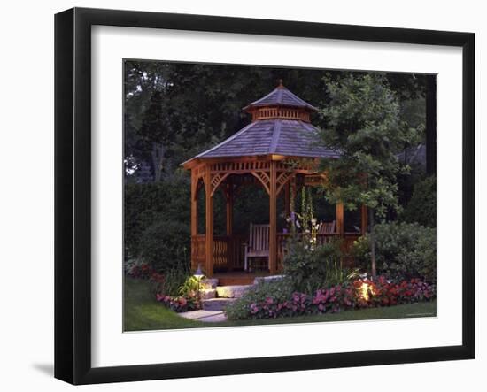 Garden Gazebo at Night-null-Framed Photographic Print