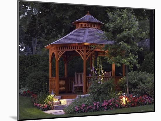 Garden Gazebo at Night-null-Mounted Photographic Print