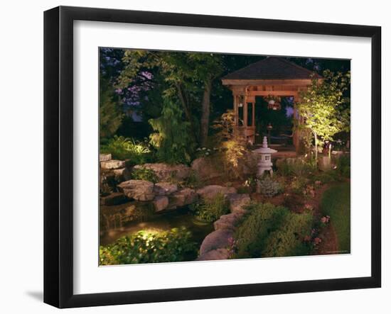 Garden Gazebo at Night-null-Framed Photographic Print