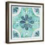 Garden Getaway Tile I Teal-Laura Marshall-Framed Art Print