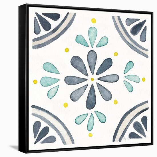 Garden Getaway Tile I White-Laura Marshall-Framed Stretched Canvas