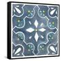 Garden Getaway Tile II Blue-Laura Marshall-Framed Stretched Canvas