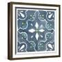 Garden Getaway Tile II Blue-Laura Marshall-Framed Art Print