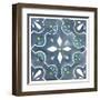 Garden Getaway Tile II Blue-Laura Marshall-Framed Art Print