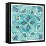 Garden Getaway Tile II Teal-Laura Marshall-Framed Stretched Canvas