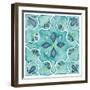 Garden Getaway Tile II Teal-Laura Marshall-Framed Art Print