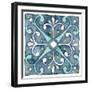 Garden Getaway Tile III Blue-Laura Marshall-Framed Art Print