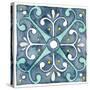 Garden Getaway Tile III Blue-Laura Marshall-Stretched Canvas