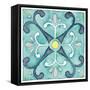 Garden Getaway Tile III Teal-Laura Marshall-Framed Stretched Canvas