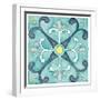 Garden Getaway Tile III Teal-Laura Marshall-Framed Art Print