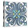 Garden Getaway Tile IV Blue-Laura Marshall-Stretched Canvas