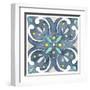 Garden Getaway Tile IV Blue-Laura Marshall-Framed Art Print