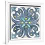 Garden Getaway Tile IV Blue-Laura Marshall-Framed Art Print