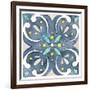 Garden Getaway Tile IV Blue-Laura Marshall-Framed Art Print