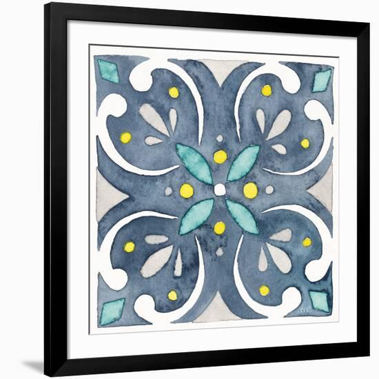 Garden Getaway Tile IV Blue-Laura Marshall-Framed Art Print