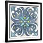 Garden Getaway Tile IV Blue-Laura Marshall-Framed Art Print