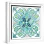 Garden Getaway Tile IV Teal-Laura Marshall-Framed Art Print