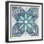 Garden Getaway Tile V Blue-Laura Marshall-Framed Art Print