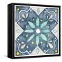 Garden Getaway Tile V Blue-Laura Marshall-Framed Stretched Canvas