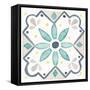 Garden Getaway Tile V White-Laura Marshall-Framed Stretched Canvas