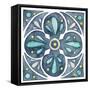 Garden Getaway Tile VI Blue-Laura Marshall-Framed Stretched Canvas