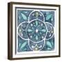 Garden Getaway Tile VII Blue-Laura Marshall-Framed Art Print