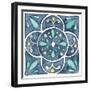 Garden Getaway Tile VII Blue-Laura Marshall-Framed Art Print