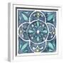 Garden Getaway Tile VII Blue-Laura Marshall-Framed Art Print