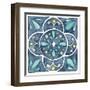 Garden Getaway Tile VII Blue-Laura Marshall-Framed Art Print